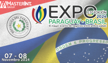 imagem da bandeira do brasil e paraguai com logo da expo paraguai com a data